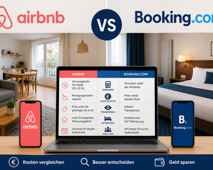 Airbnb vs Booking Vergleich mit Kosten, Gebühren und Unterkunftsunterschieden im Urlaub