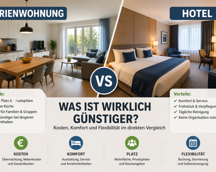 Ferienwohnung und Hotel im Vergleich mit Fokus auf Kosten, Ausstattung und Unterkunft im Urlaub