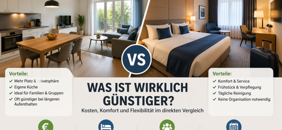 Ferienwohnung und Hotel im Vergleich mit Fokus auf Kosten, Ausstattung und Unterkunft im Urlaub